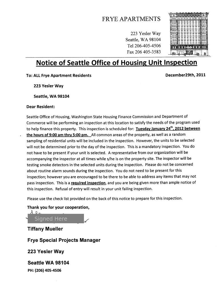 Notice Of Entry / Inspection Page 1