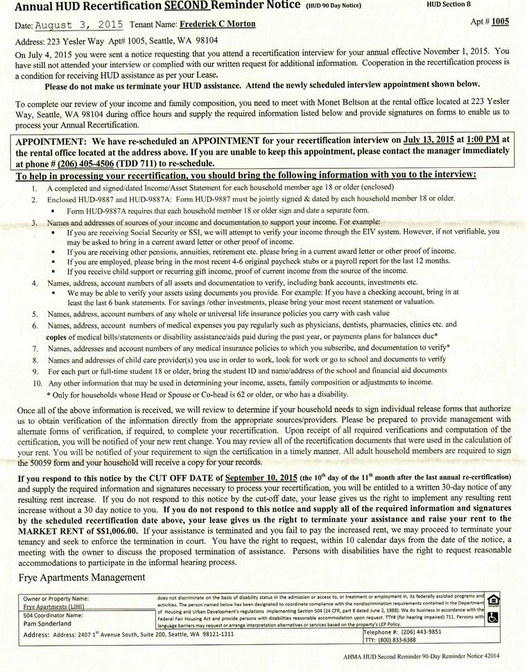 Second Recertification Notice