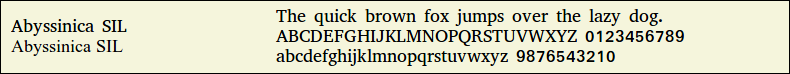 Picture Preview of The Font Abyssinica SIL 