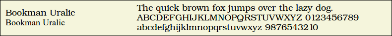 Picture Preview of The Font Bookman Uralic 