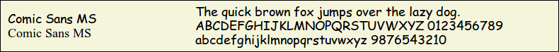 Picture Preview of The Font Comic Sans MS 