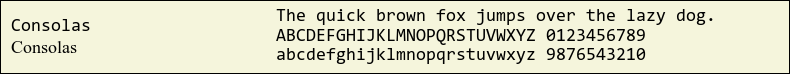 Picture Preview of The Font Consolas