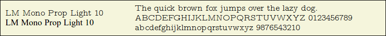 Picture Preview of The Font LM Mono Prop Light 10 