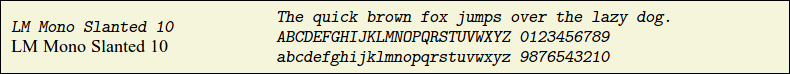 Picture Preview of The Font LM Mono Slanted 10 