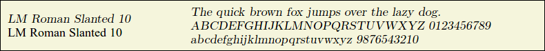 Picture Preview of The Font LM Roman Slanted 10 