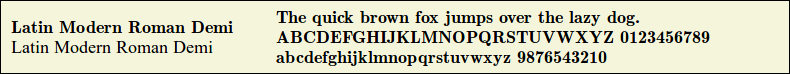 Picture Preview of The Font Latin Modern Roman Demi 