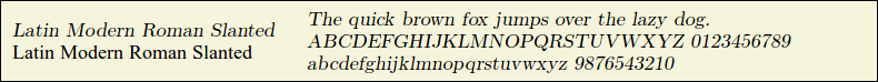 Picture Preview of The Font Latin Modern Roman Slanted 