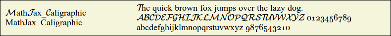 Picture Preview of The Font MathJax_Caligraphic 