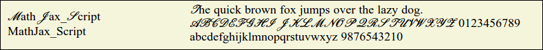 Picture Preview of The Font MathJax_Script 