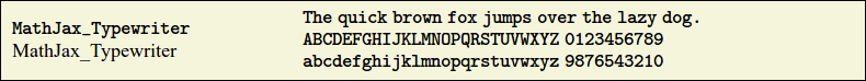 Picture Preview of The Font MathJax_Typewriter 
