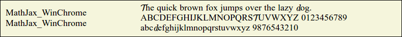 Picture Preview of The Font MathJax_WinChrome 