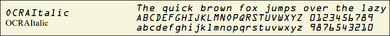 Picture Preview of The Font OCRAItalic 