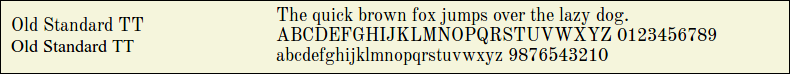 Picture Preview of The Font Old Standard TT 