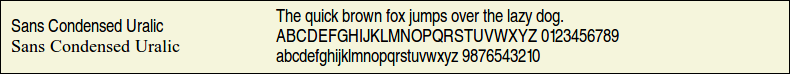 Picture Preview of The Font Sans Condensed Uralic 