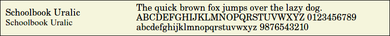 Picture Preview of The Font Schoolbook Uralic 