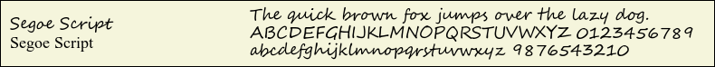 Picture Preview of The Font Segoe Script