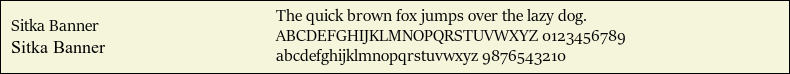 Picture Preview of The Font Sitka Banner