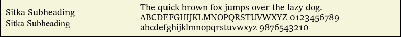 Picture Preview of The Font Sitka Subheading