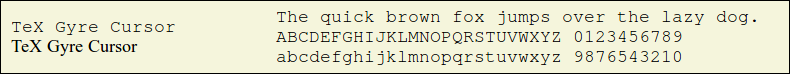 Picture Preview of The Font TeXGyreCursor 