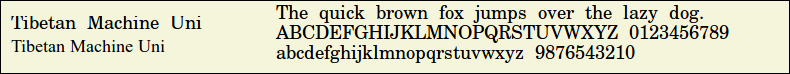 Picture Preview of The Font TibetanMachineUni 