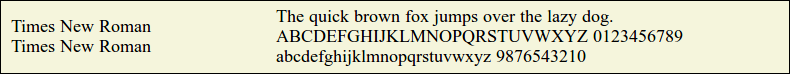 Picture Preview of The Font Times New Roman 