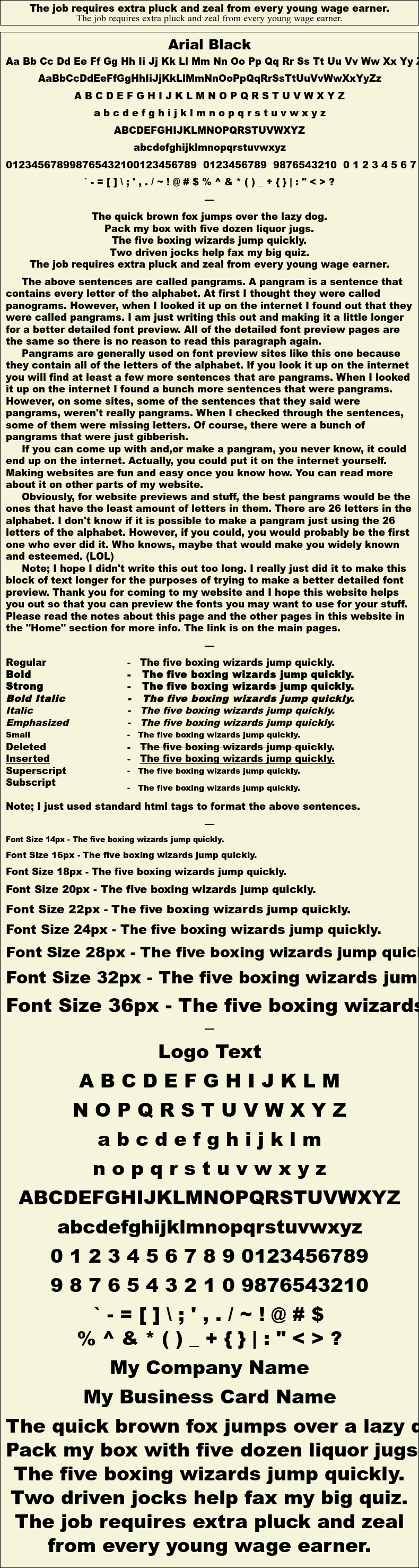 Detailed Picture Preview of The Font - Arial Black