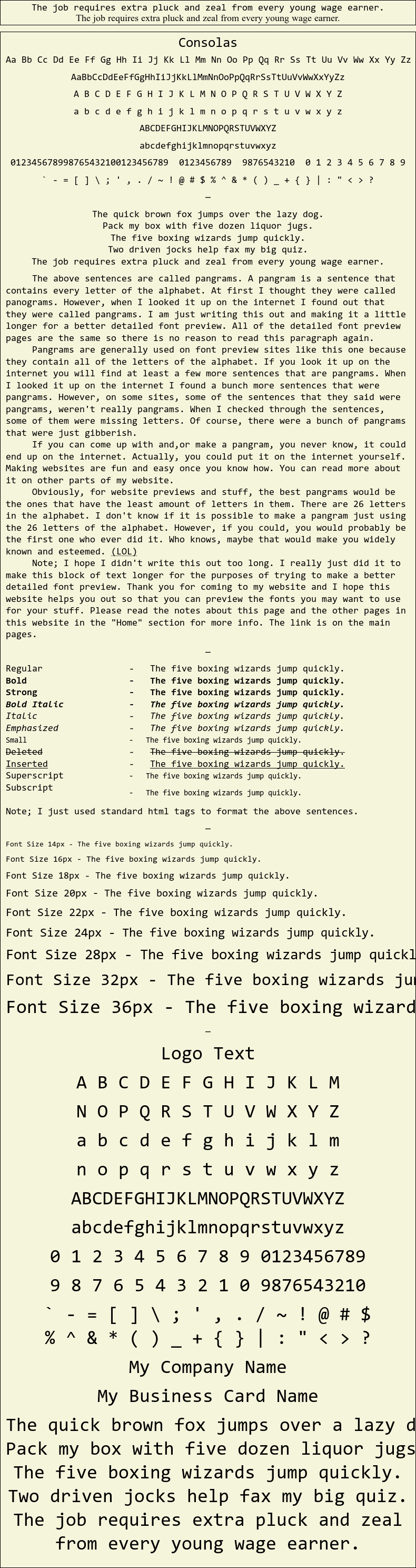 Detailed Picture Preview of The Font - Consolas