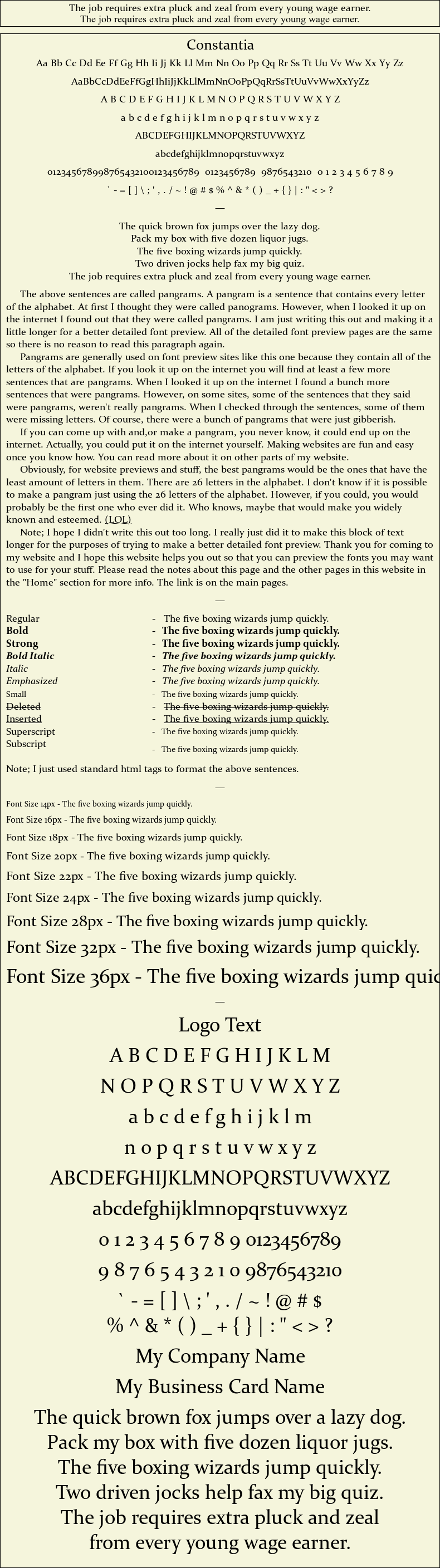Detailed Picture Preview of The Font - Constantia