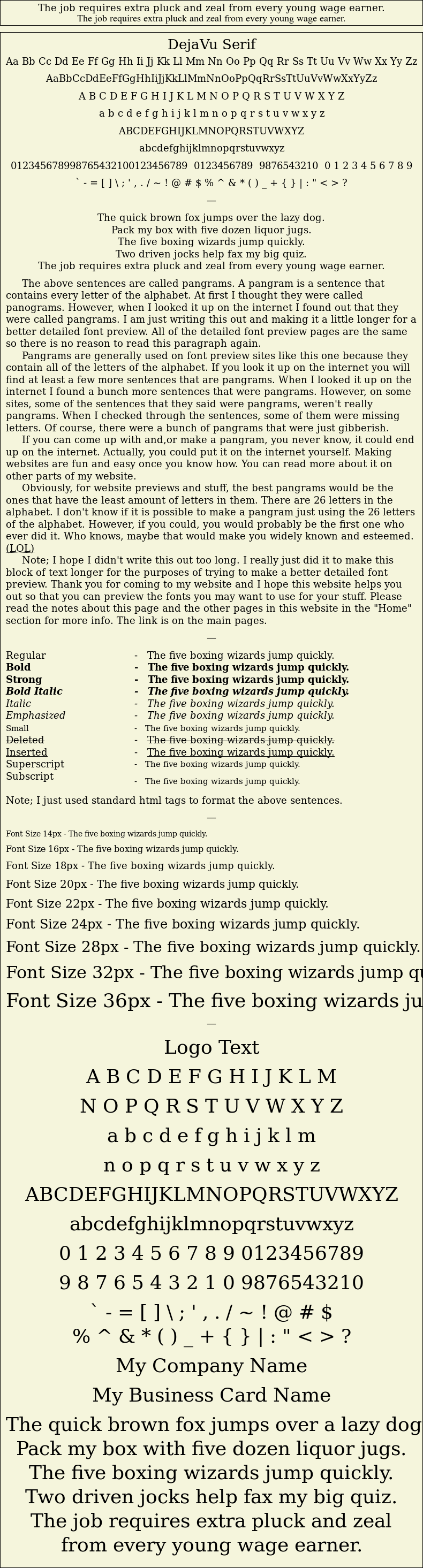 Detailed Picture Preview of The Font - DejaVu Serif