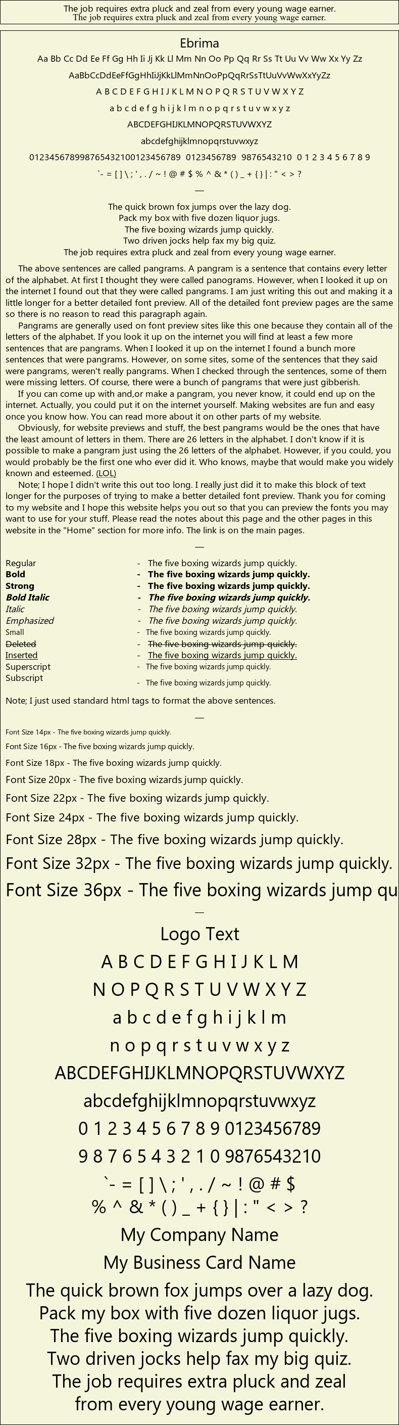 Detailed Picture Preview of The Font - Ebrima