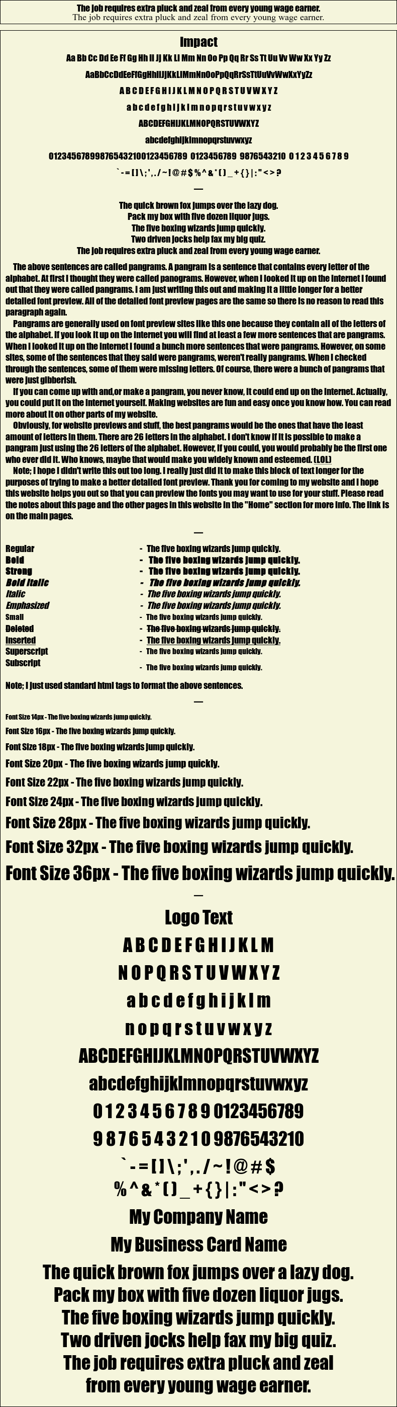 Detailed Picture Preview of The Font - Impact