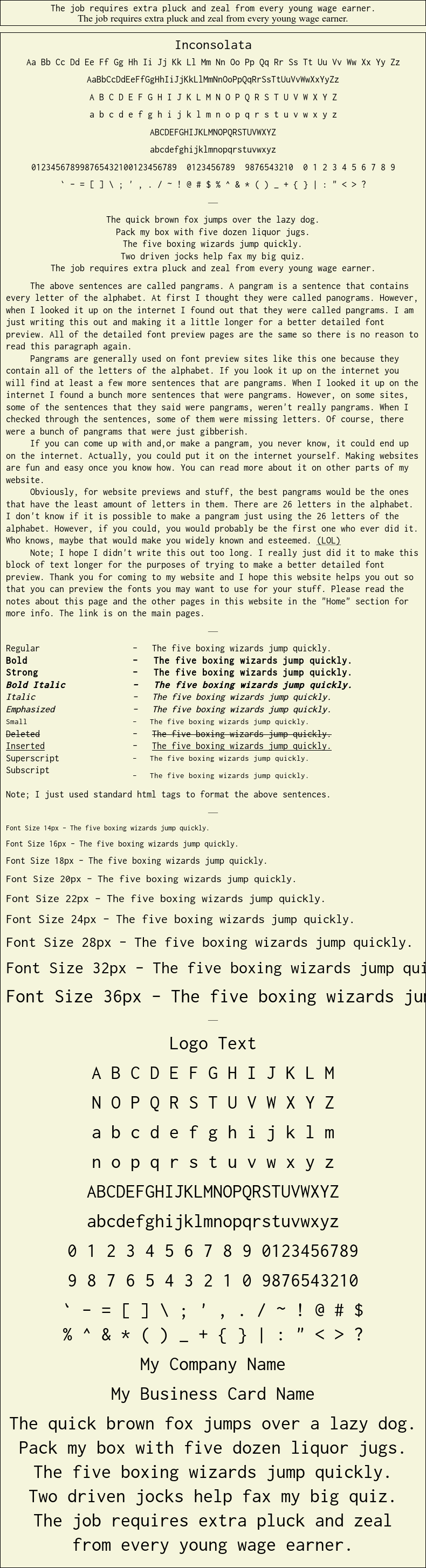 Detailed Picture Preview of The Font - Inconsolata