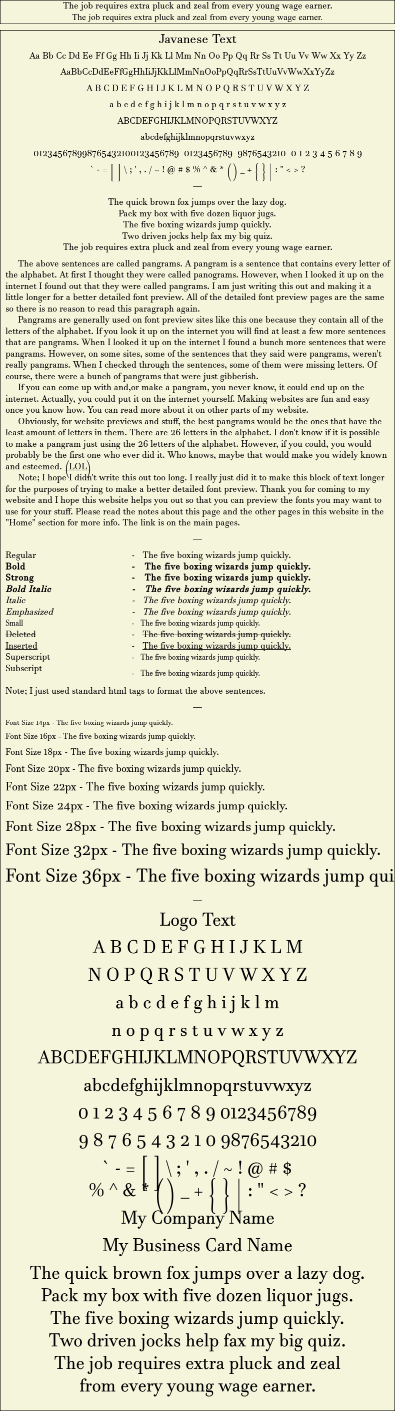 Detailed Picture Preview of The Font - Javanese Text