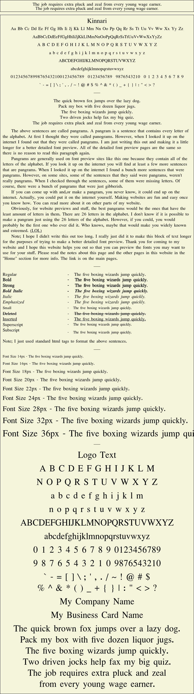 Detailed Picture Preview of The Font - Kinnari