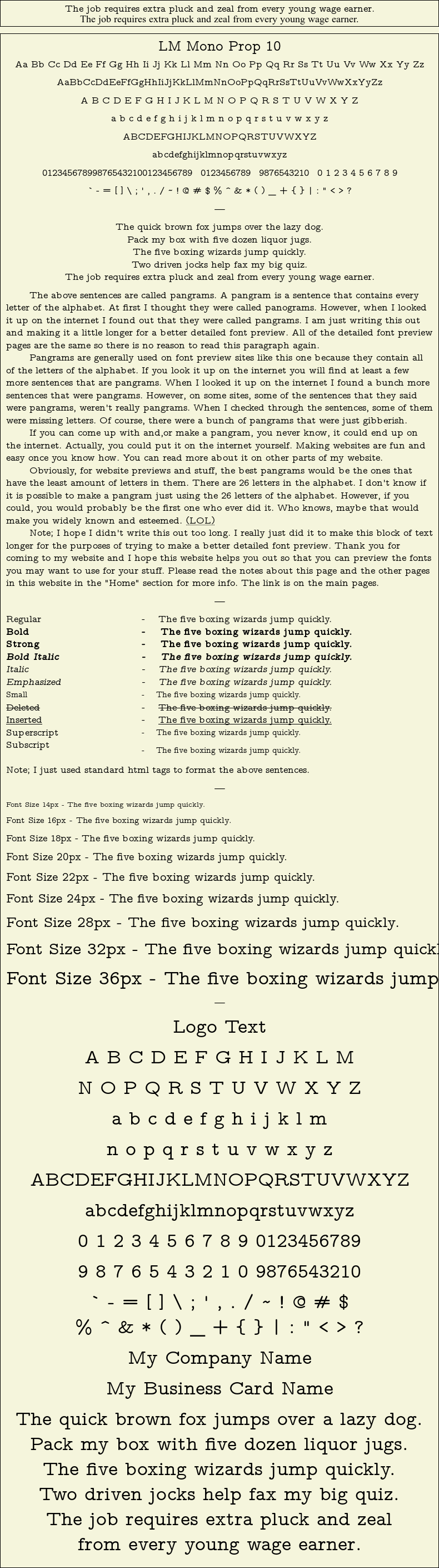 Detailed Picture Preview of The Font - LM Mono Prop 10