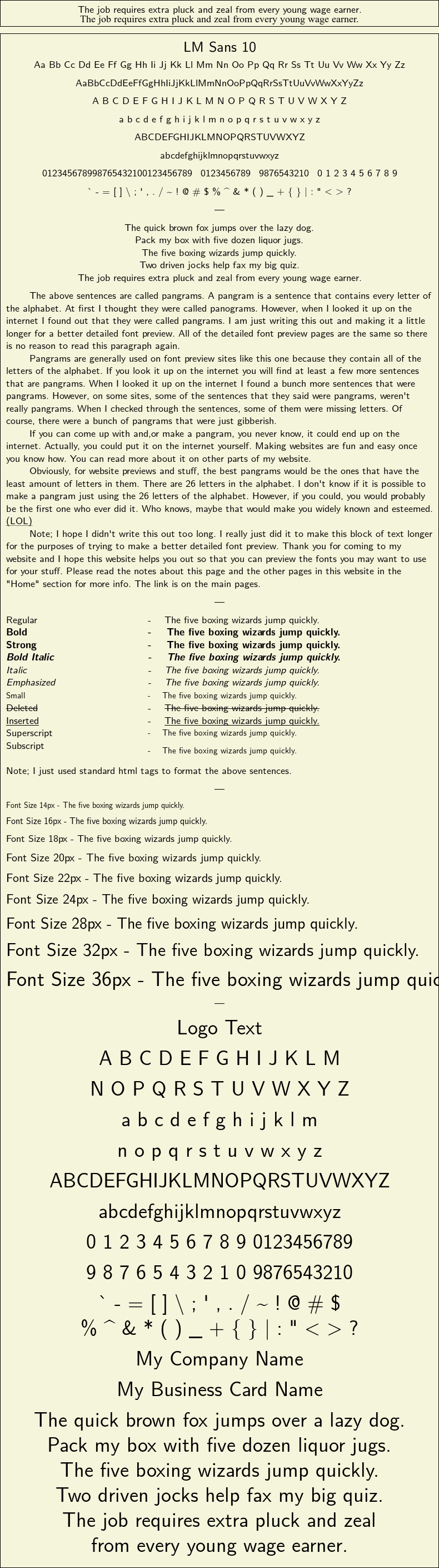 Detailed Picture Preview of The Font - LM Sans 10
