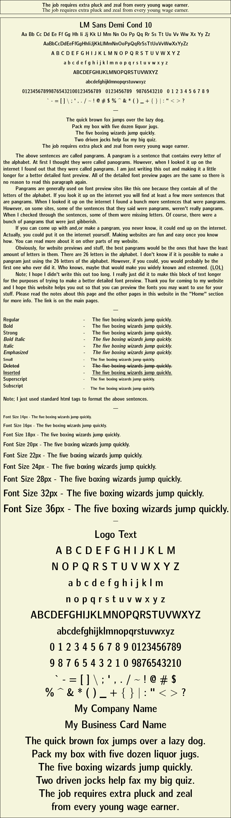 Detailed Picture Preview of The Font - LM Sans Demi Cond 10