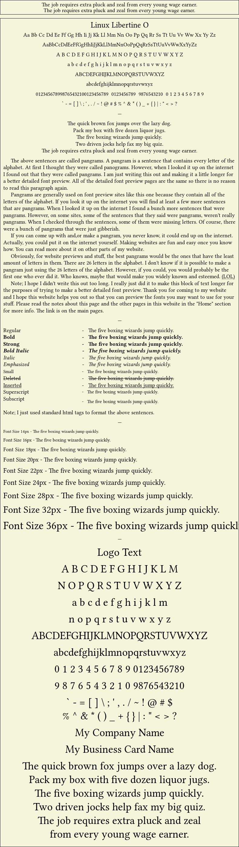 Detailed Picture Preview of The Font - Linux Libertine O
