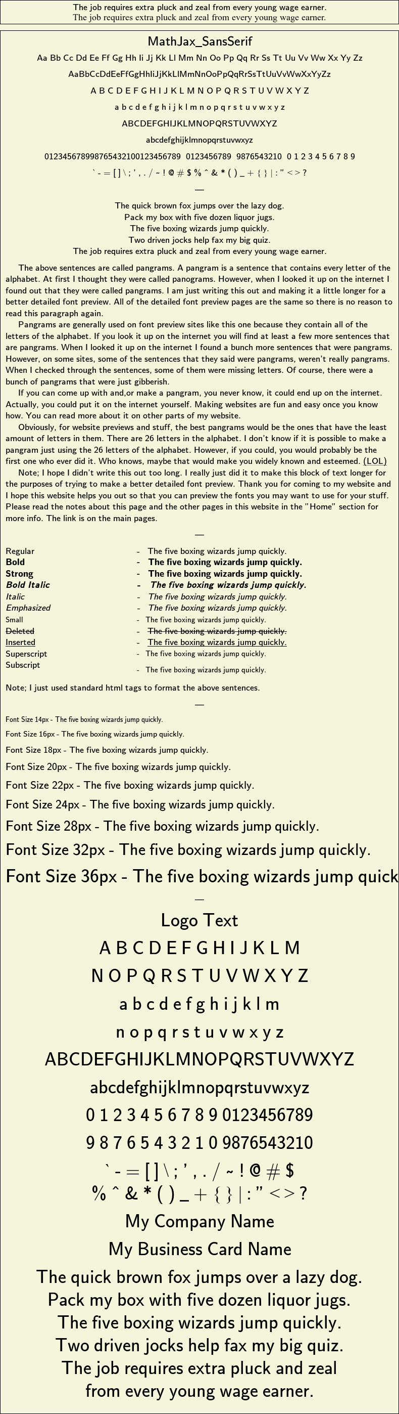 Detailed Picture Preview of The Font - MathJax_SansSerif