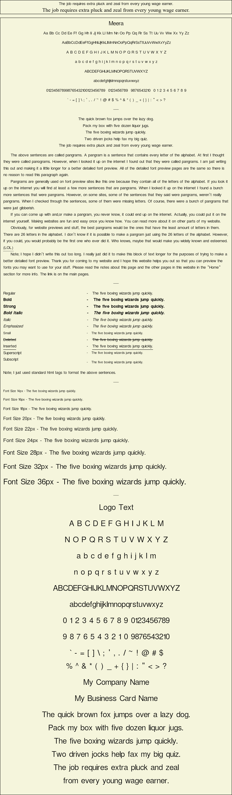 Detailed Picture Preview of The Font - Meera