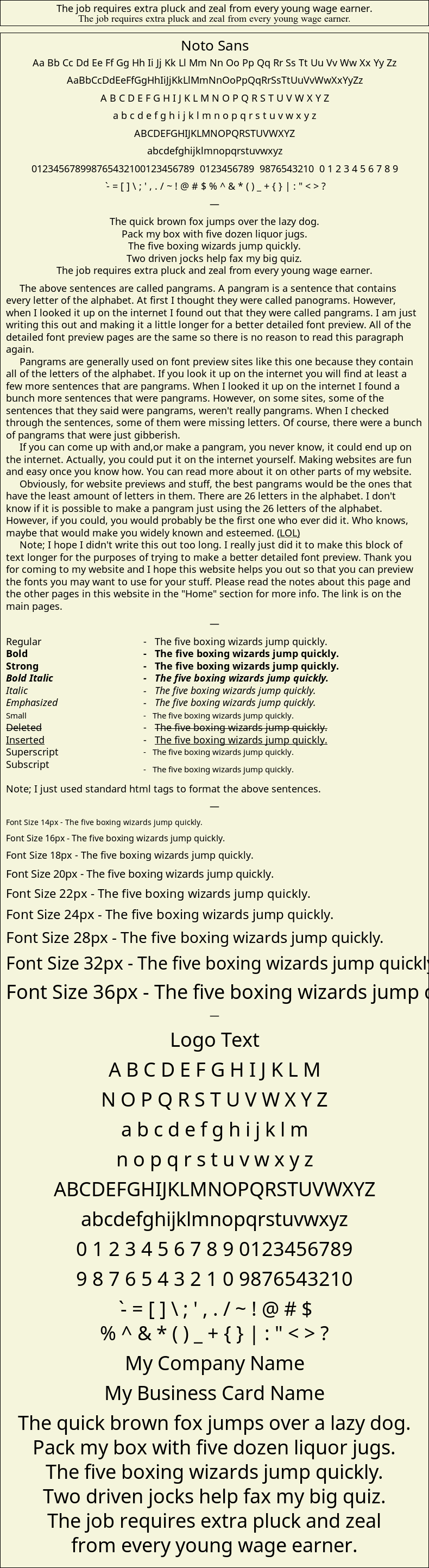 Detailed Picture Preview of The Font - Noto Sans