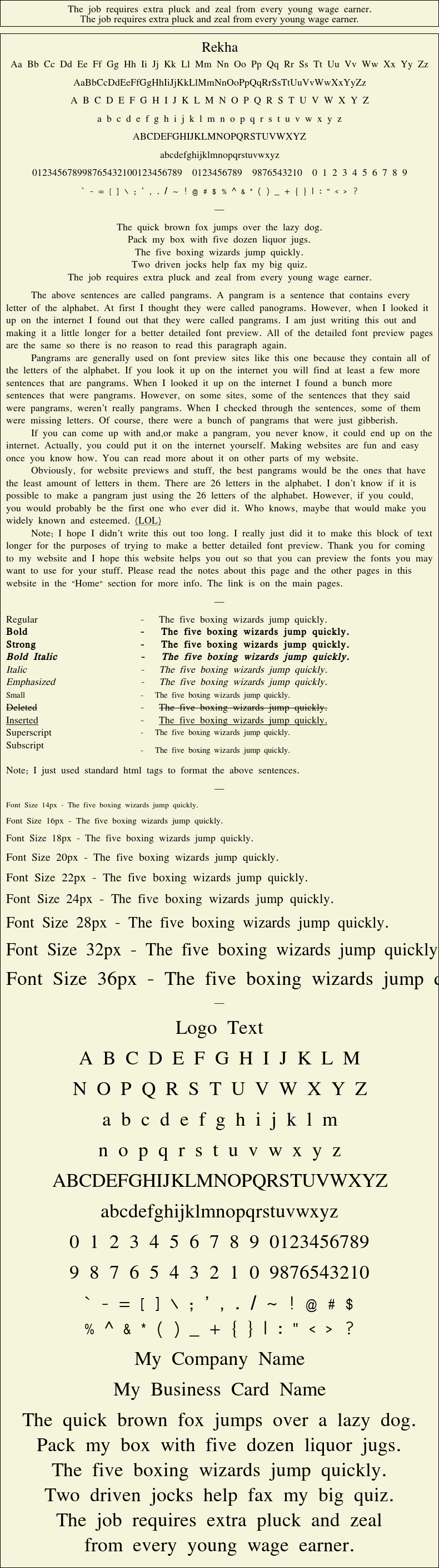 Detailed Picture Preview of The Font - Rekha