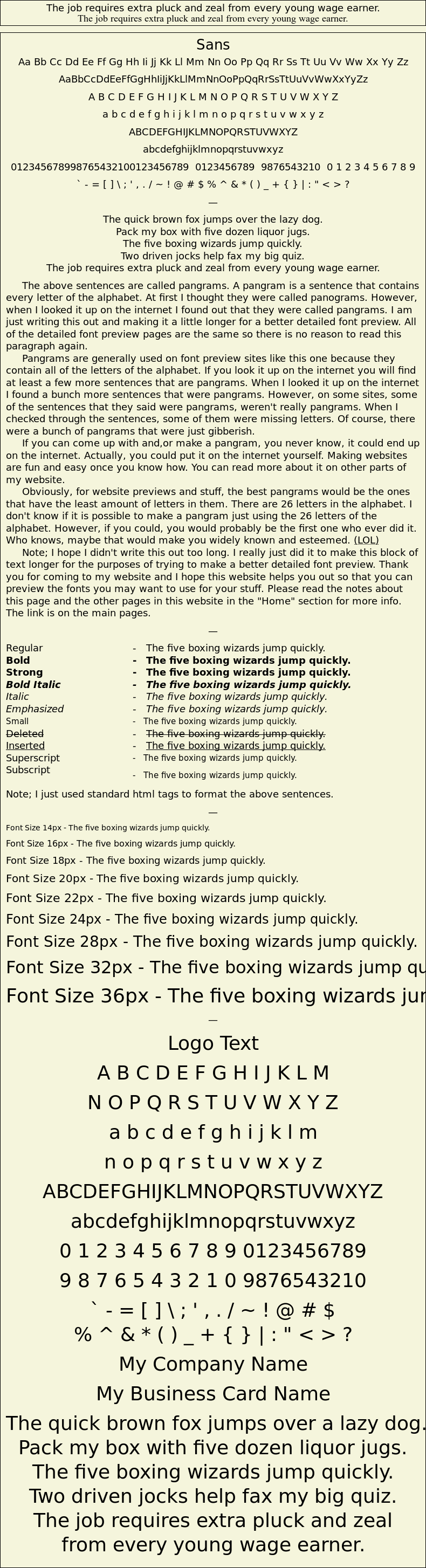Detailed Picture Preview of The Font - Sans