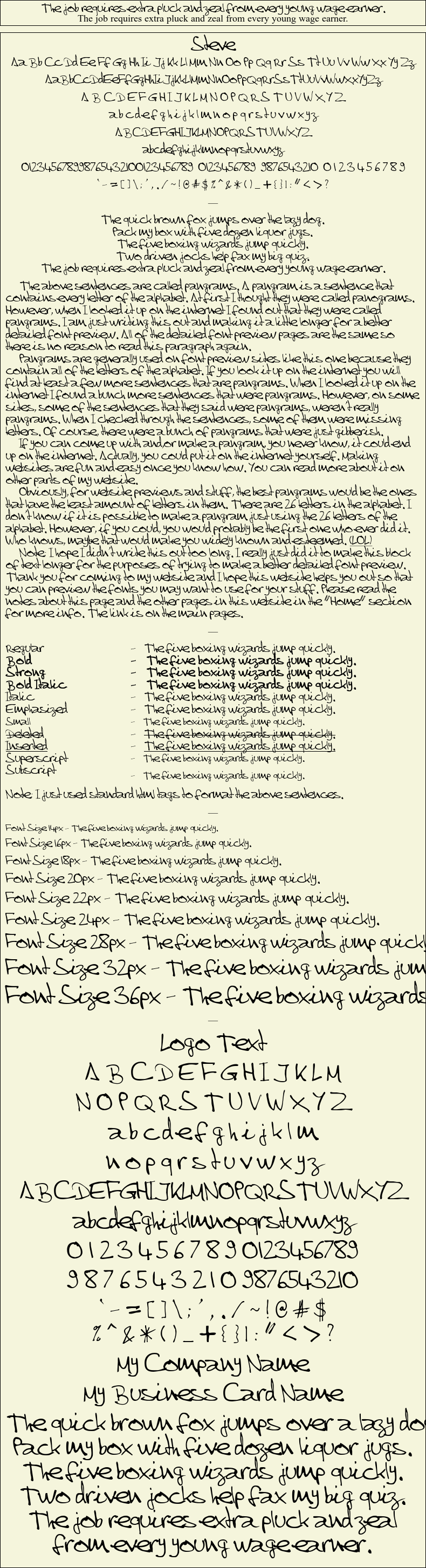 Detailed Picture Preview of The Font - Steve