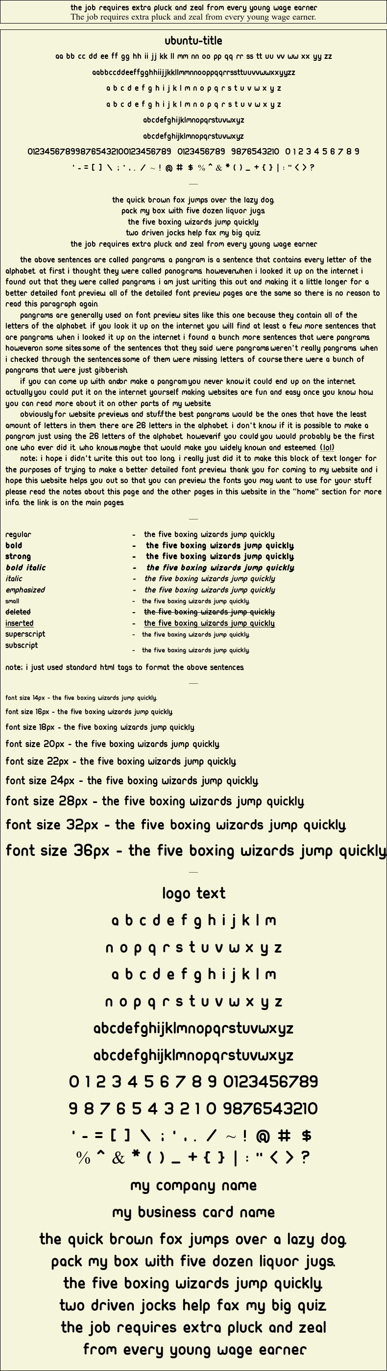 Detailed Picture Preview of The Font - Ubuntu-Title