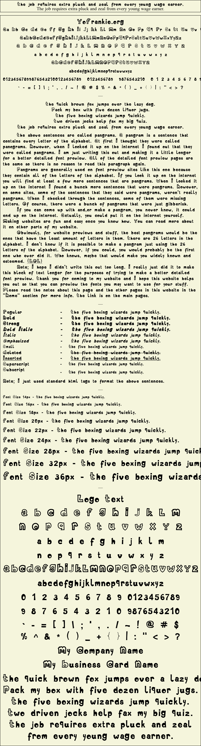 Detailed Picture Preview of The Font - YoFrankie.org