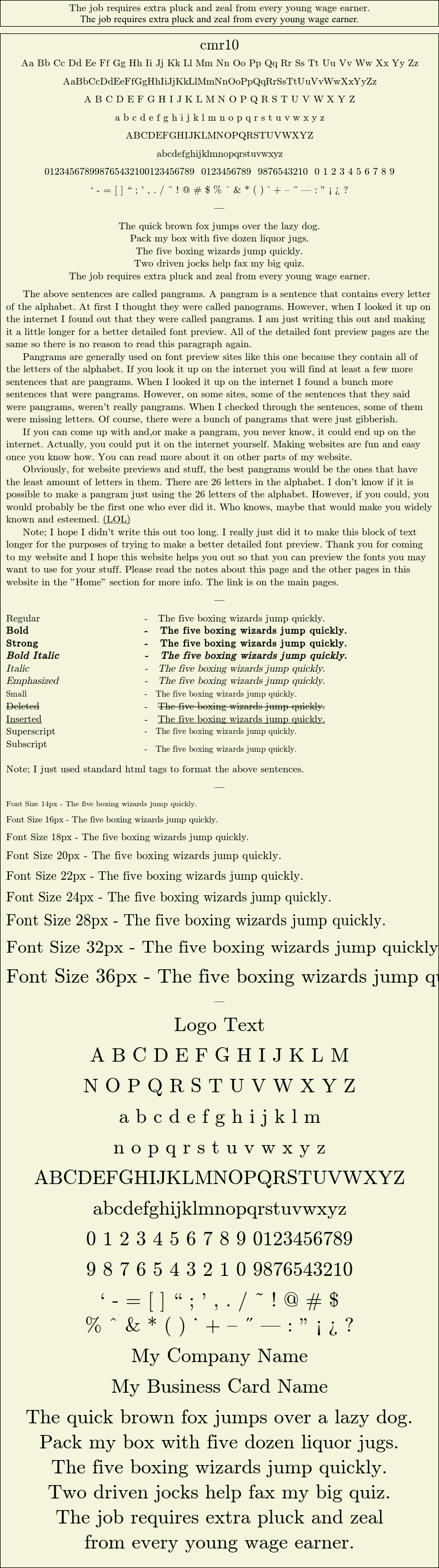 Detailed Picture Preview of The Font - cmr10