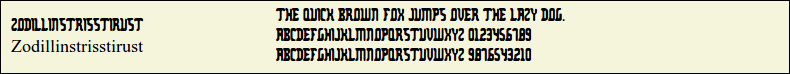 Picture Preview of The Font - Zodillinstrisstirust 