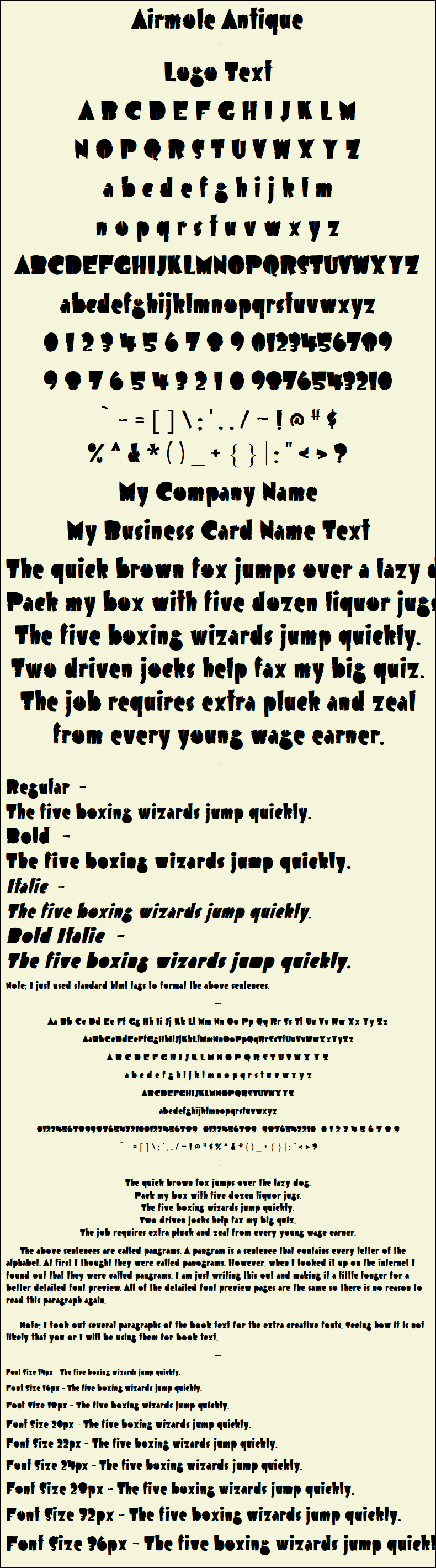 Detailed Picture Preview of The Font - Airmole Antique