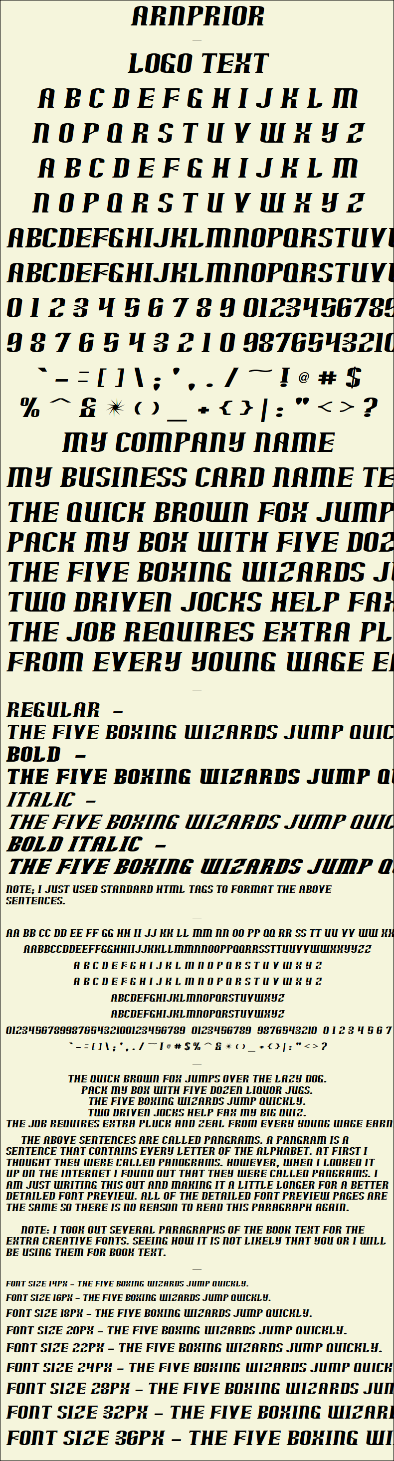 Detailed Picture Preview of The Font - Arnprior